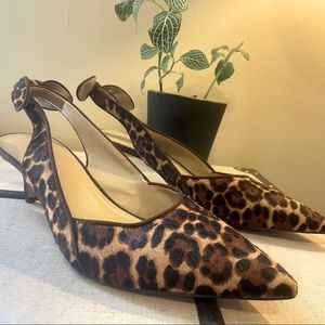 Genuine calf hair leopard print kitten heel sling backs - Never worn